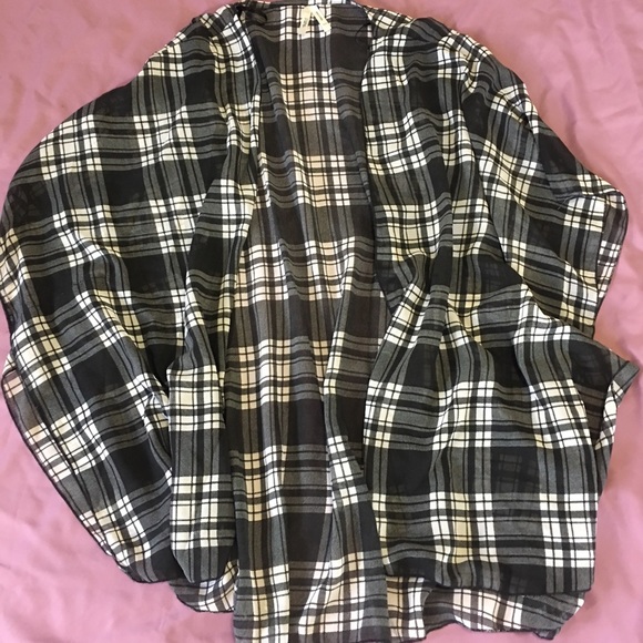 Truth NYC Sweaters - Black and white plaid cardigan